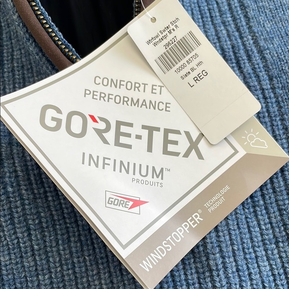 L.L. Bean Blue Zip Up Sweater with Ribbed Collar - Picture 2 of 7